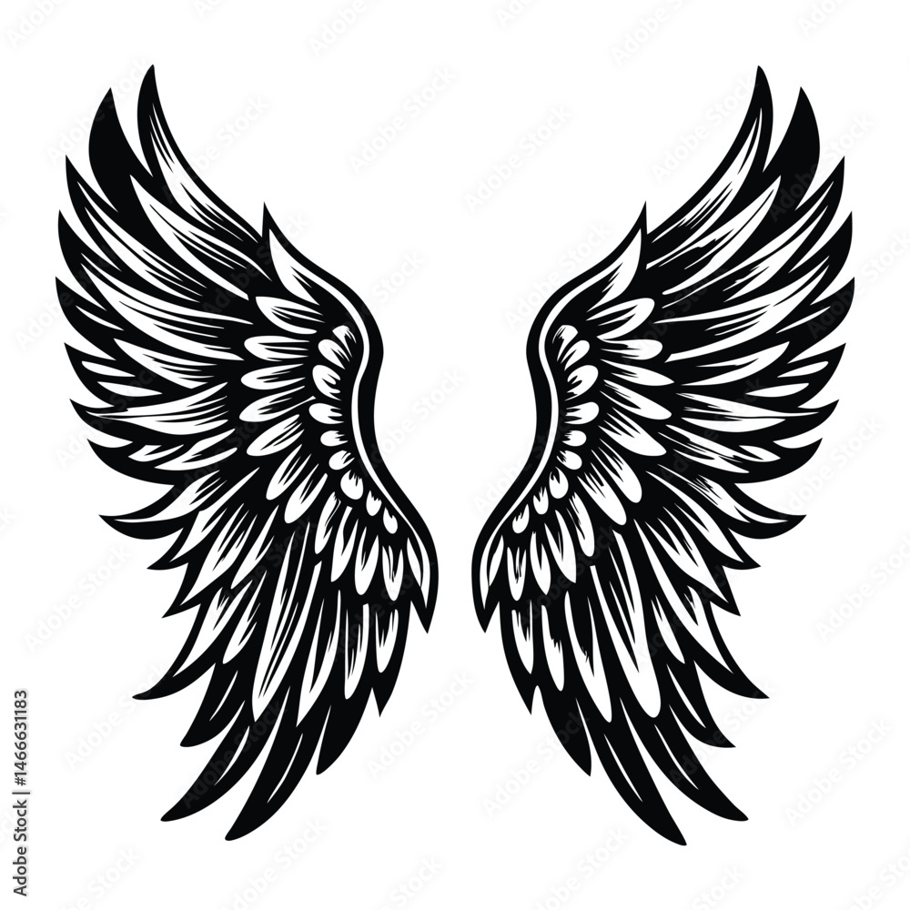 Obraz premium Angel wings vector illustration clip art design element, Wings icons silhouette vector