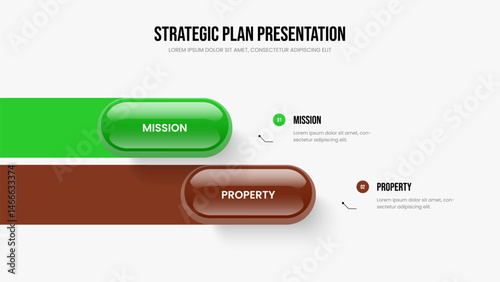 Market Portfolio Two Step Infographic Slideshow Design. Business Briefing Presentation Layout Vector Illustration. Modern Growth 2 Option Diagram Slide Template.