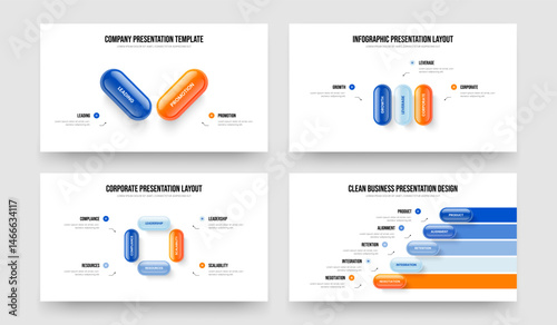 Financial Planning Two Three Four Five Step Diagram Frame Layout Vector Illustration Bundle. Enterprise Portfolio 2 3 4 5 Option Infographic Presentation Design Set.