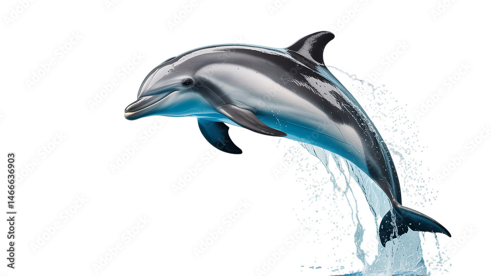 Obraz premium dolphin leaping out of water, isolated on a transparent background