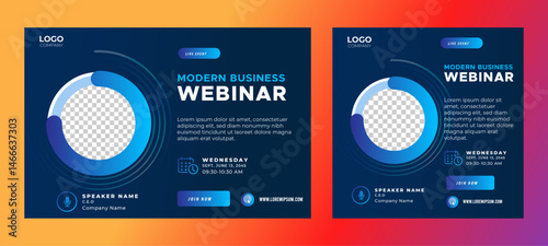 Live webinar online business conference web banner and social media cover template design