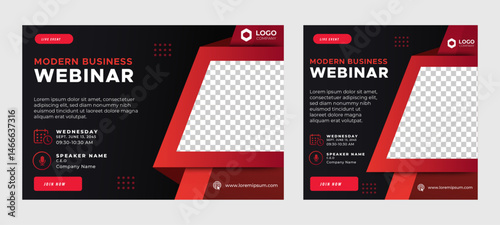 
Annual Business Conference live webinar banner invitation and social media post template. Business webinar invitation design. Vector	