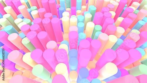 3D render abstract rainbow tubes.