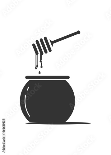 Honey jar with dipper icon stock illustration