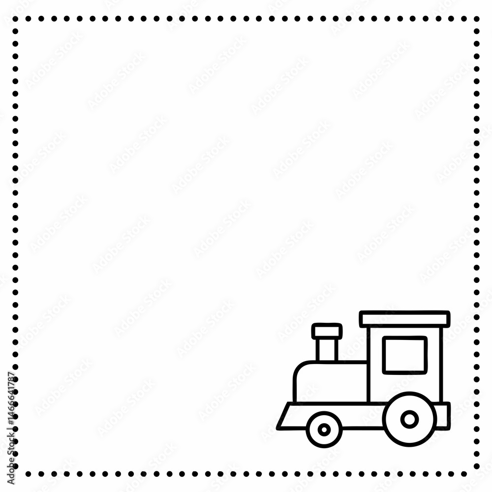 Fototapeta premium Simple Frame with Train Illustration for Creative Use , copy space