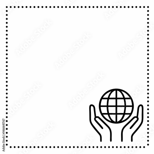 Hands holding a globe in a minimalist style with blank space  