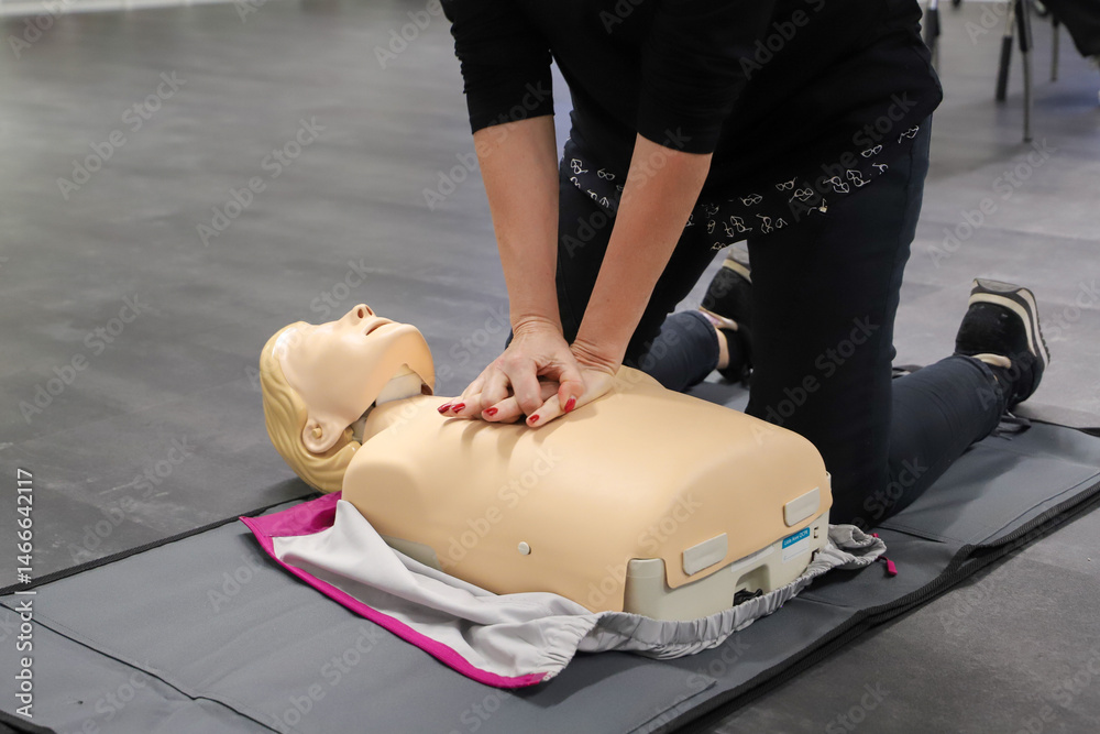 Naklejka premium first aid course - company safety - cardiac massage - Basic Life Support