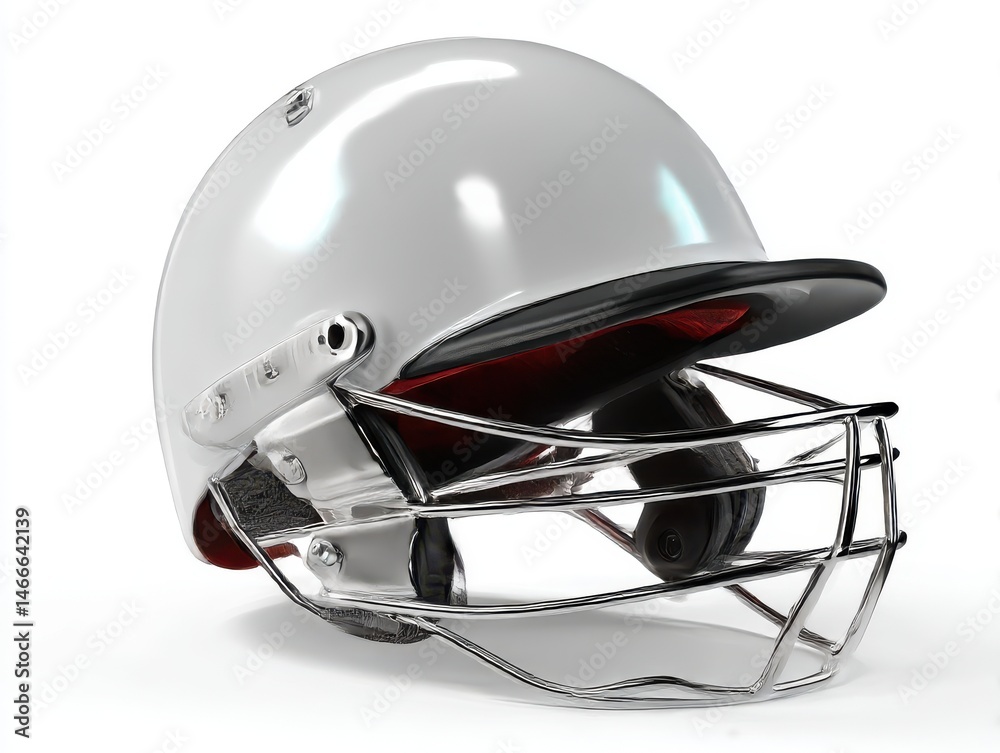 Fototapeta premium Cricket helmet close up view isolated on white background