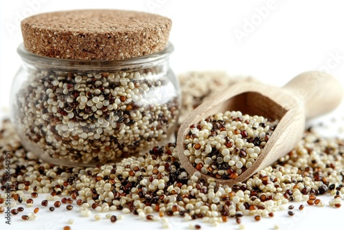 A high realistic Greens Quinoa on a white background