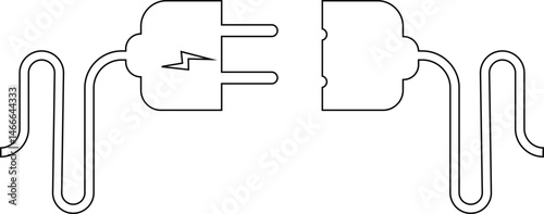 Electric plug icons. Connection and disconnection concept vector collection isolated. Concept of 404 error connection. Electric plug and outlet socket unplugged. Wire, cable of energy disconnect.