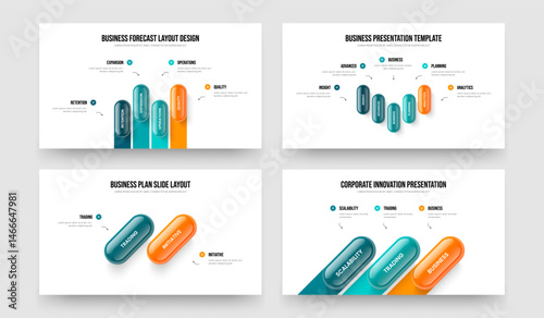 Financial Launch Four Five Two Three Element Diagram Frame Design Vector Illustration Collection. Business Solution 4 5 2 3 Step Infographic Presentation Layout Bundle.