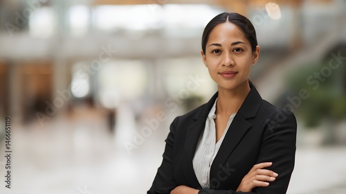 Pacific Islander Businesswoman Standing with Confidence: Embracing Diversity and Ethical Leadership in the Corporate World for a More Inclusive Future photo
