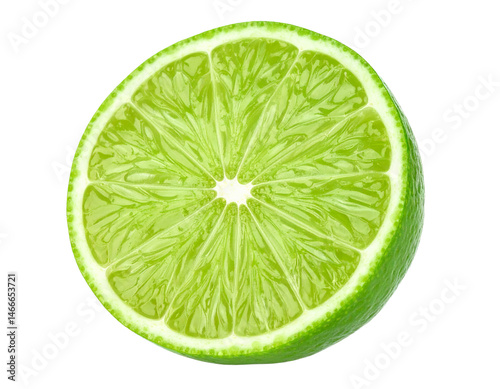 Isolated Lime Slice Fresh Green Citrus Fruit Macro Food Photography