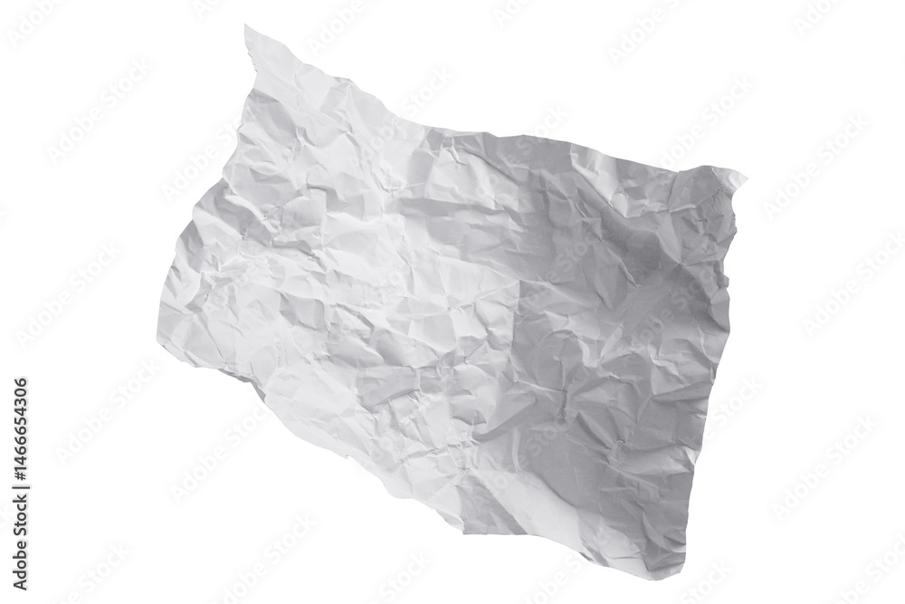 Fototapeta premium white crumpled paper sheet isolated on transparent png background,Design template or mockup. 