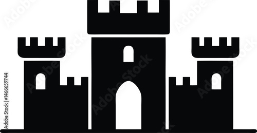 Simple stone castle vector silhouette transparent PNG EPS JPEG