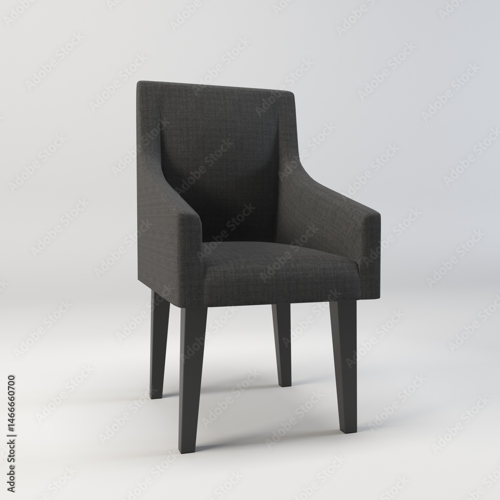 A sleek and modern 3D illustration of a minimalist chair rendered in shades of grey and black. The design highlights clean lines and a sophisticated aesthetic, emphasizing form and negative space. Thi A sleek and modern 3D illustration of a minimalist chair rendered in shades of grey and black. The design highlights clean lines and a sophisticated aesthetic, emphasizing form and negative space. Thi