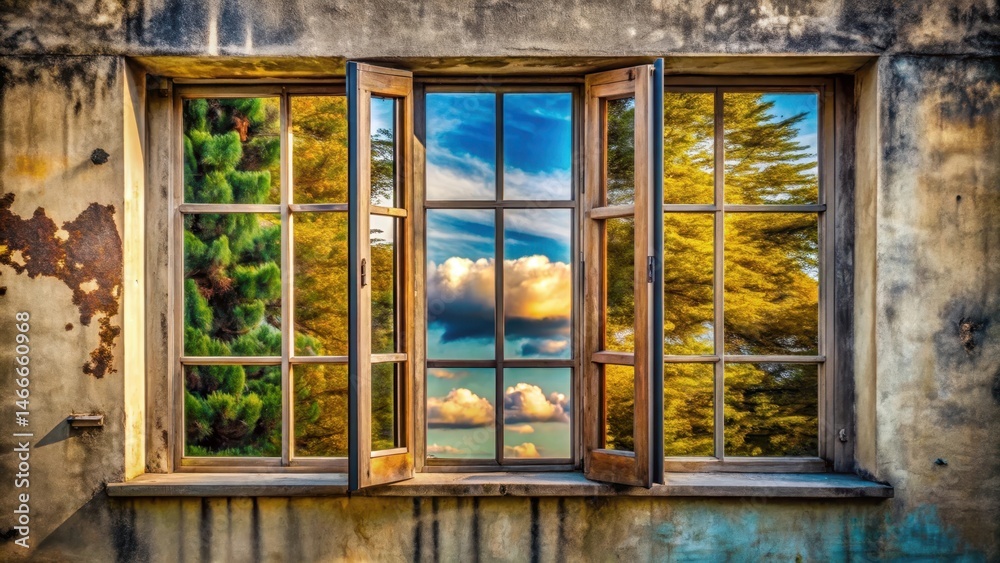 Obraz premium Distorted Window Reflections, abstract photography, surrealism, abstract photography