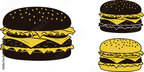 Retro Cheese burger Vector EPS – Clean White Background
