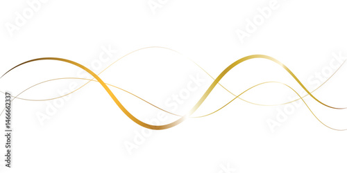 This image features a sophisticated design with multiple, flowing gold lines creating a wave pattern against a clean white backdrop.