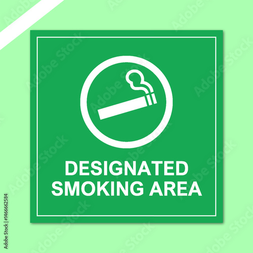 Green and White Smoking Area Safety Yard Sign