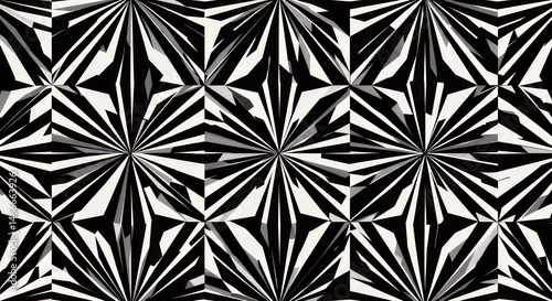 Abstract Black and White Geometric Pattern: A Kaleidoscope of Shapes and Shades