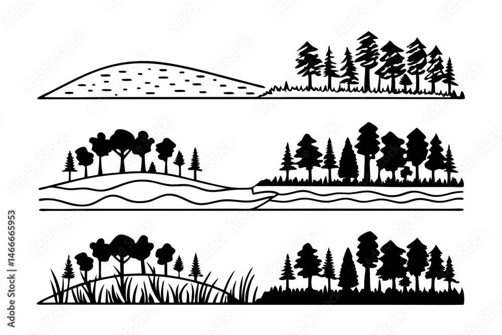 Obraz premium Creative Minimal CAD Tree Icon Vector Illustration | Architectural Drawing Style Design for Landscaping, Urban Planning, and Eco Projects