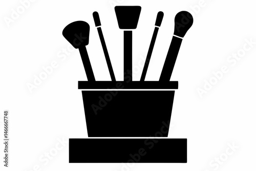 Cosmetic Brush Holder Silhouette Vector Illustration