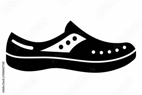 Crocs Style Shoe Silhouette Vector Illustration 