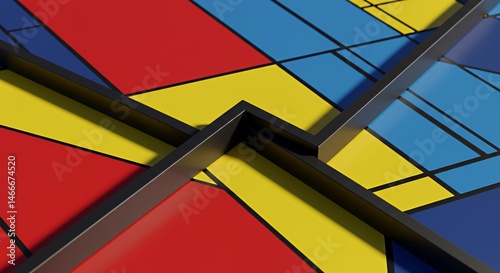 Abstract Geometric Composition: A Play of Colors and Lines