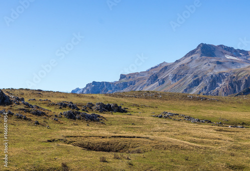 autumn day, nature park, a walk through the foothill area with an overview of the area