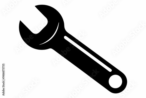 Wrench Open Silhouette Vector Illustration 