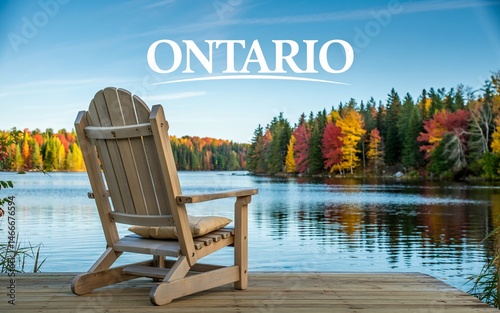 autumn Ontario, Canada, Autumn Adirondack Chair on Ontario Lakefront