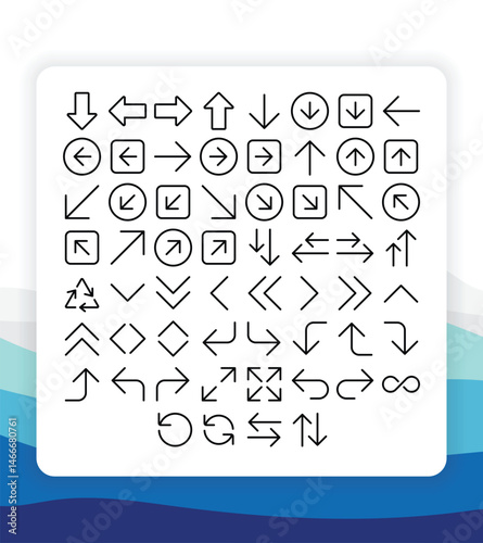 Outline Thin Line Arrows Icon Collection Pack for UI or User Interface