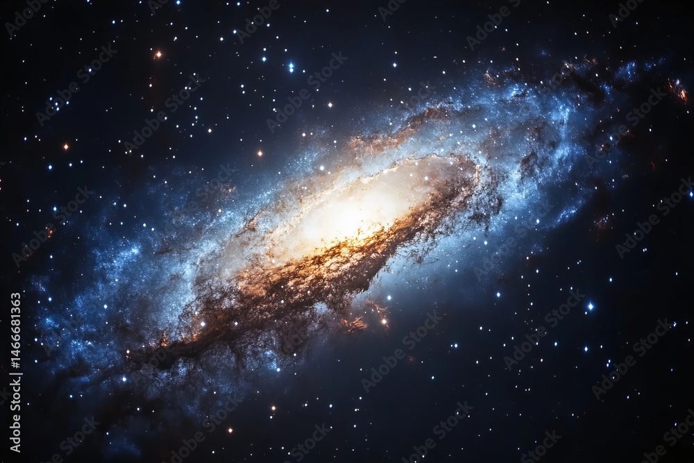 Fototapeta premium Vibrant 3D Render: Hyperspace Tunnel with Expanding Galaxy Reveals Cosmic Explosion and Neon Burst