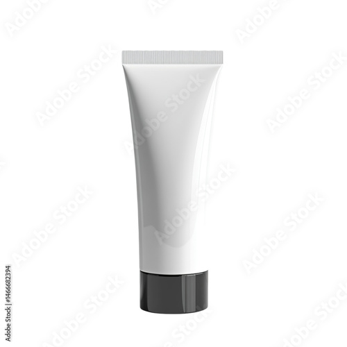 Cosmetic Tube with Black Cap Isolated on White Background

