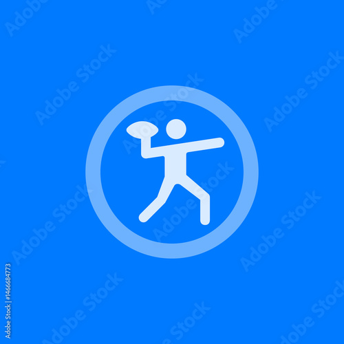 Outlined Circle Football Player Icon