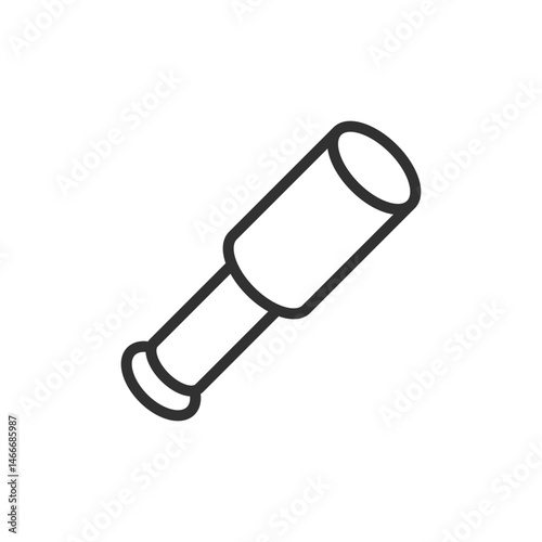 Spyglass or telescope, linear icon. Vision, exploration, discovery or observation. Line with editable stroke.