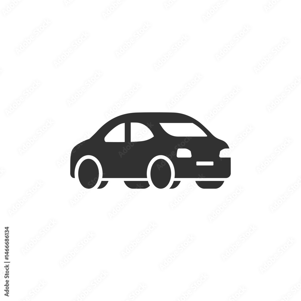 Sedan car side view, solid icon. Standard passenger vehicle for daily use. Sedan car side view, solid icon. Standard passenger vehicle for daily use.