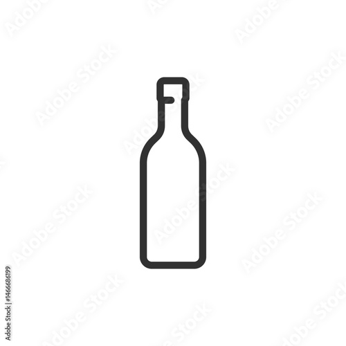 Tall glass bottle, linear icon. Wine, oil, or beverage container. Line with editable stroke.