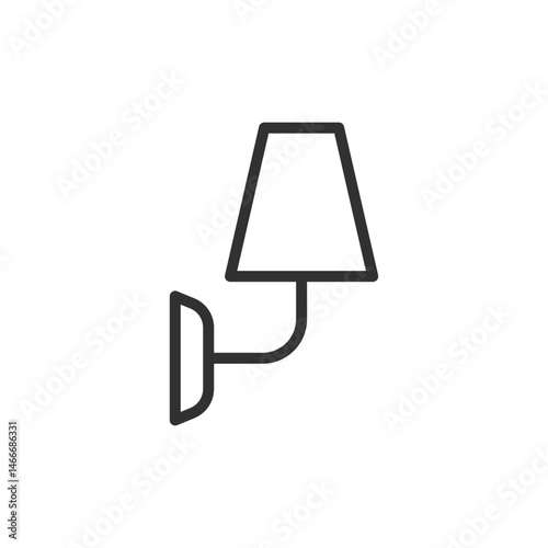 Wall lamp, linear icon. Mounted lighting fixture for indoor use. Line with editable stroke.