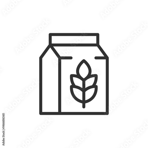 Package with wheat, linear icon. Grain-based product or food ingredient. Line with editable stroke.