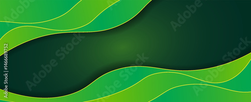 Green business wave banner background. Vector