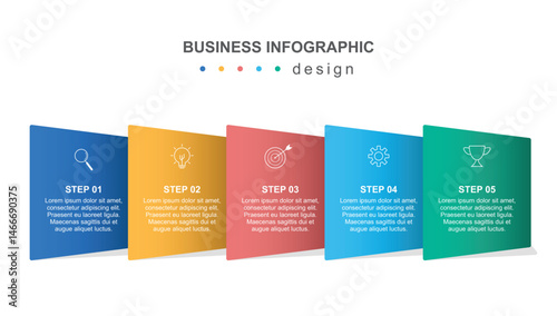 3d folded business infographic with five steps