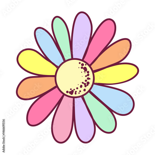 kawaii style cute colorful flower. Adorable soft pastel color flower petals