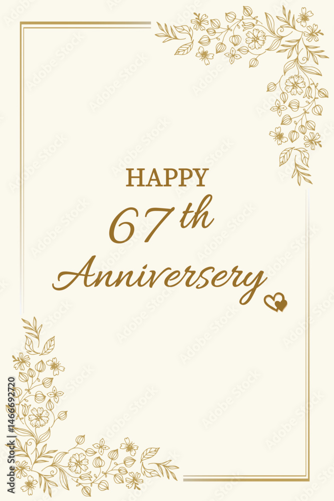 Obraz premium Elegant 67th Anniversary Greeting Card with Floral Border