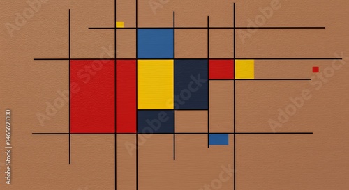 Wallpaper Mural Abstract Composition in Primary Colors and Brown Torontodigital.ca