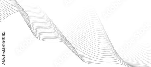 Abstract vector design featuring smooth, flowing gray wave lines on a white background. The waves should have a soft gradient and elegant curves, creating a sense of motion and calm. 