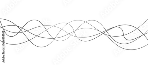 Abstract vector design featuring smooth, flowing gray wave lines on a white background. The waves should have a soft gradient and elegant curves, creating a sense of motion and calm. 