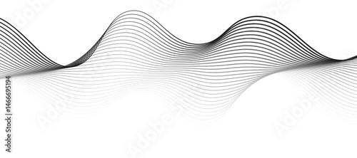 Abstract vector design featuring smooth, flowing gray wave lines on a white background. The waves should have a soft gradient and elegant curves, creating a sense of motion and calm. 