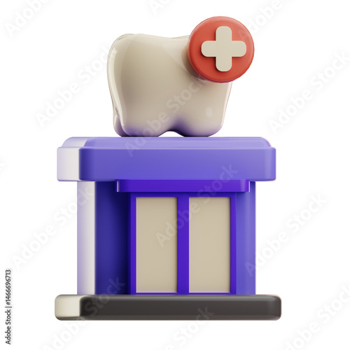 Tooth with Medical Cross on Toothbrush